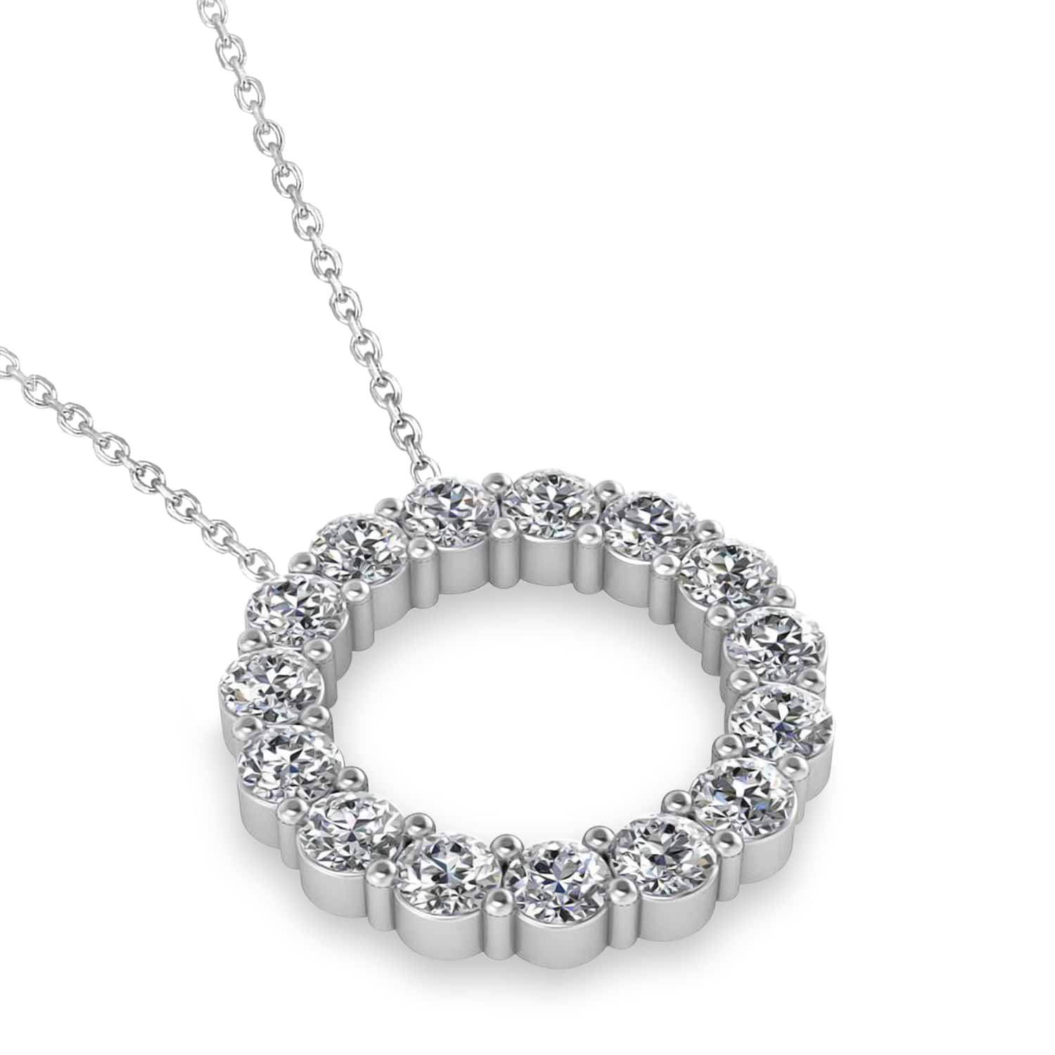 Diamond Circle of Life Pendant Necklace 14k White Gold (3.75ct)
