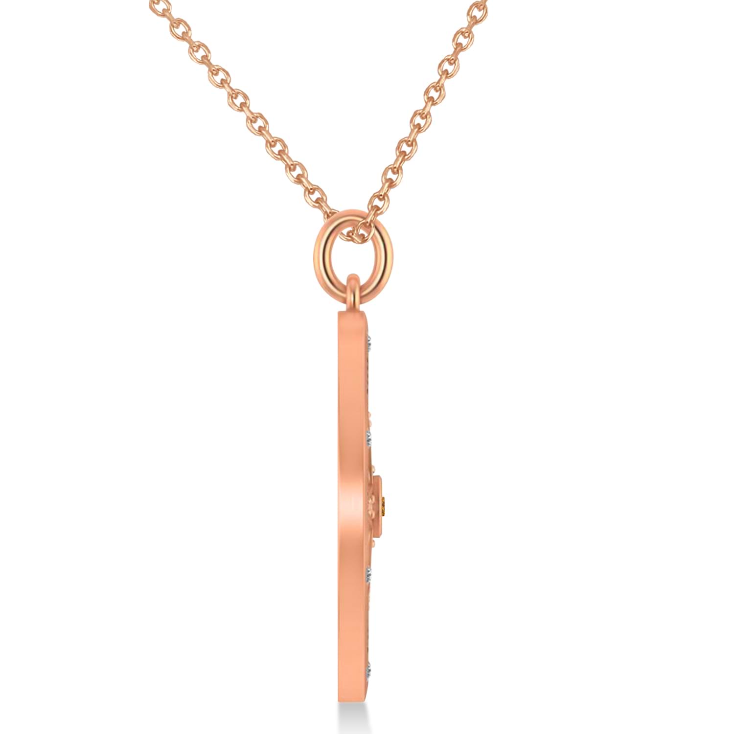 Large Compass Pendant For Men Citrine & Diamond Accented 14k Rose Gold (0.38ct)