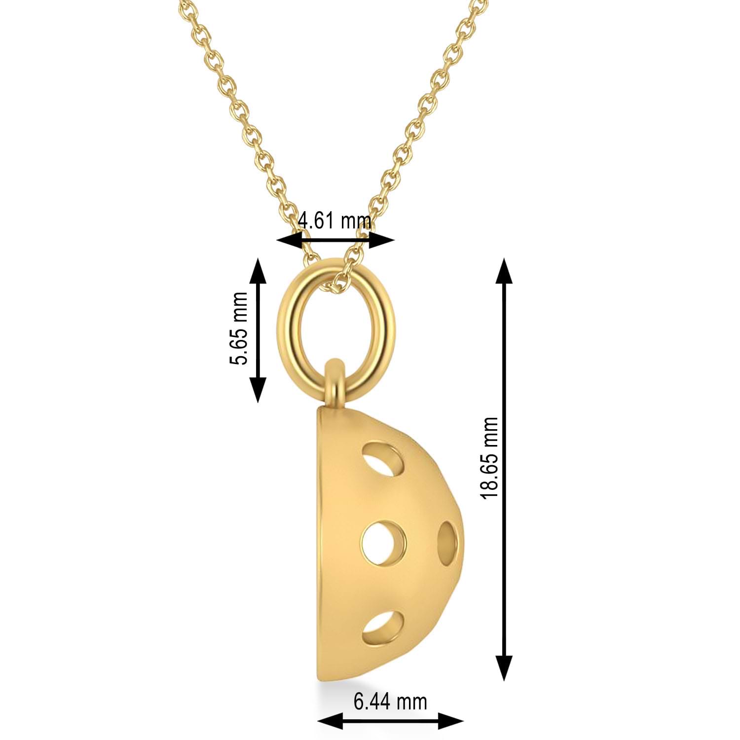 Pickleball Pendant Necklace 14k Yellow Gold