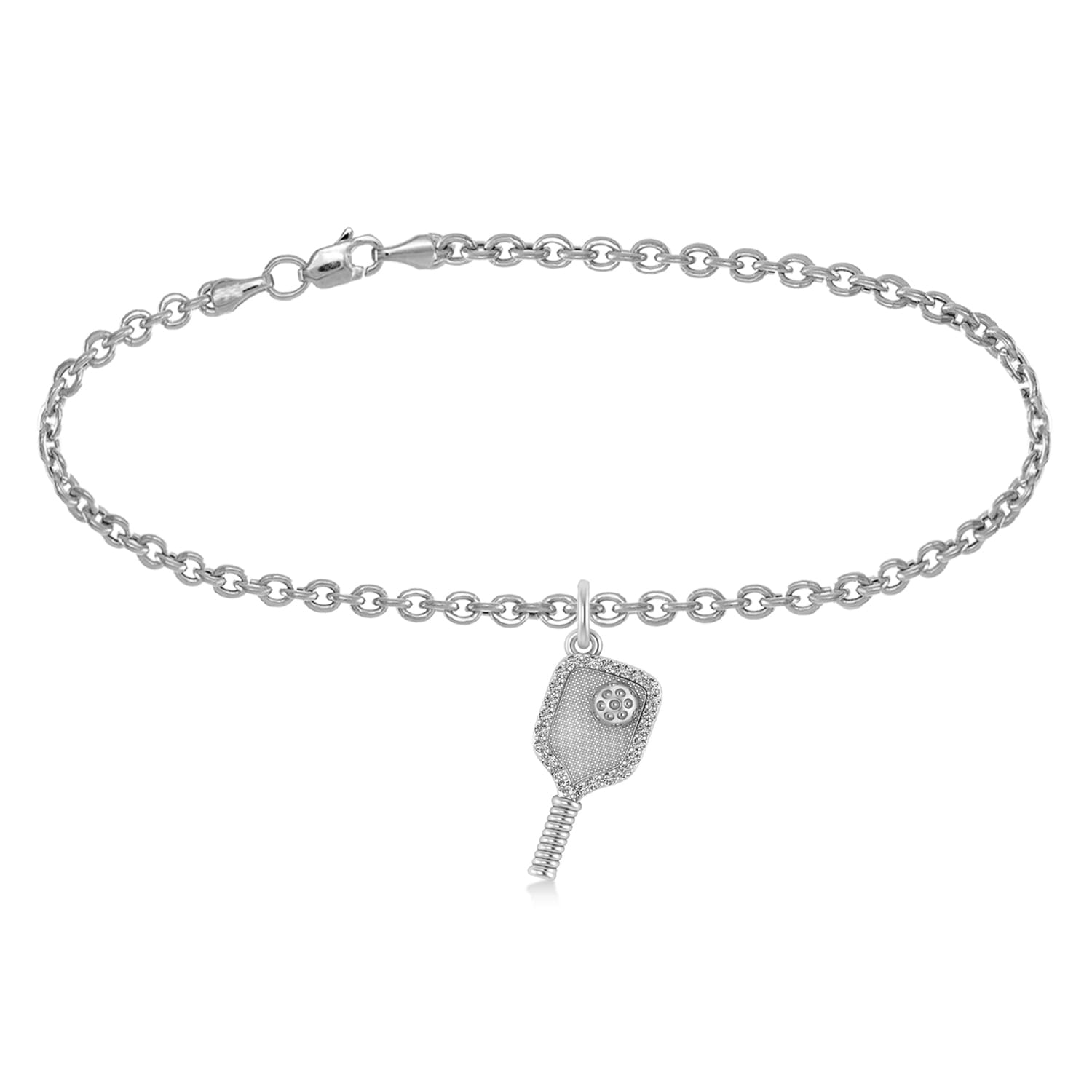 Diamond Pickleball Paddle Bracelet in Sterling Silver (0.24ct)