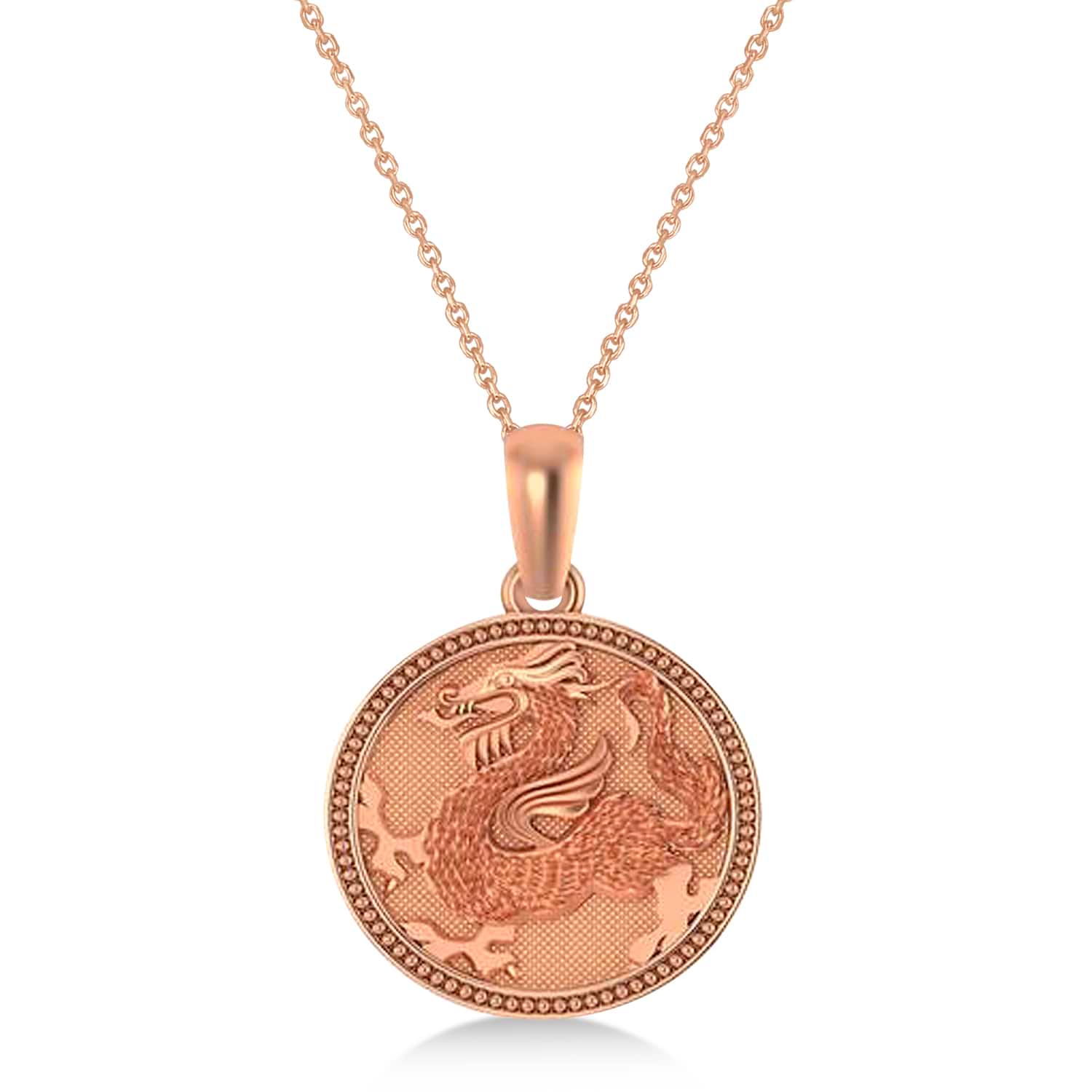 Dragon Zodiac Pendant Necklace 14K Rose Gold