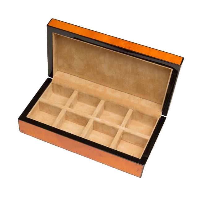 Eight Cufflinks Storage Box Lacquered Wood Finish