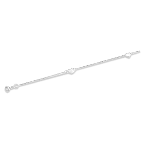 Diamond Cut Cable Anklet with Heart Shapes Crafted in 14k White Gold
