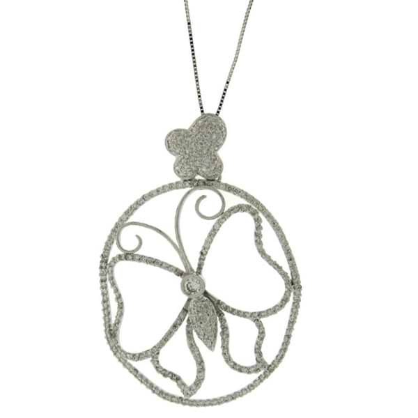 1.48ct-vs-si 18k White Gold Diamond Butterfly Pendant Necklace