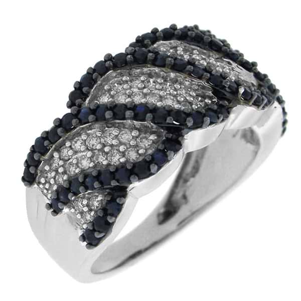 0.50ct Diamond & 0.75ct Blue Sapphire 14k White Gold Ring