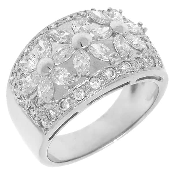 1.75ct 18k White Gold Diamond Flower Lady's Ring