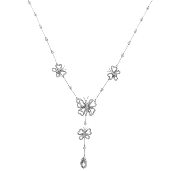 1.60ct 18k White Gold Diamond Butterfly Necklace