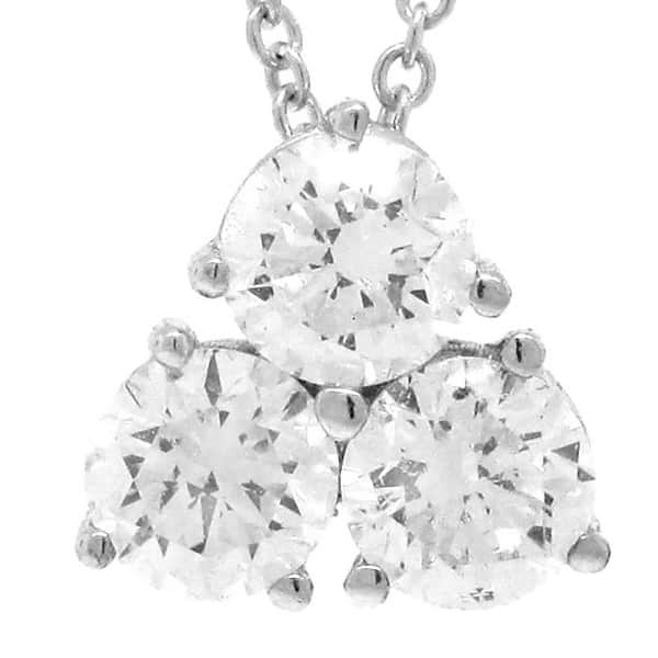 0.84ct 14k White Gold Diamond Pyramid Pendant Necklace