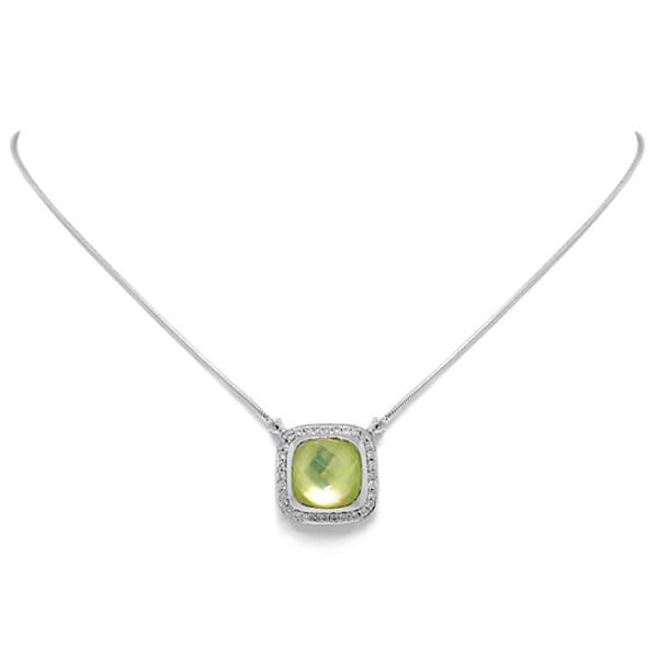 0.29ct Diamond & 5.18ct Yellow Quartz 18k White Gold Necklace