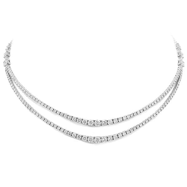 9.58ct 18k White Gold Diamond 2-row Necklace
