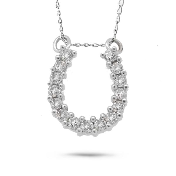 0.50ct 14k White Gold Diamond Horseshoe Pendant Necklace