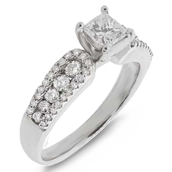 1.00ct 18k White Gold Princess Cut Diamond Engagement Ring