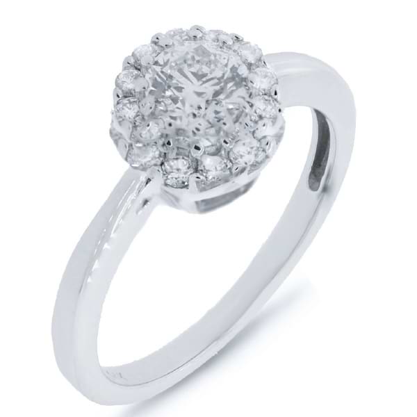 0.54ct Round Brilliant Center and 0.15ct Side 14k White Gold Diamond Engagement Ring