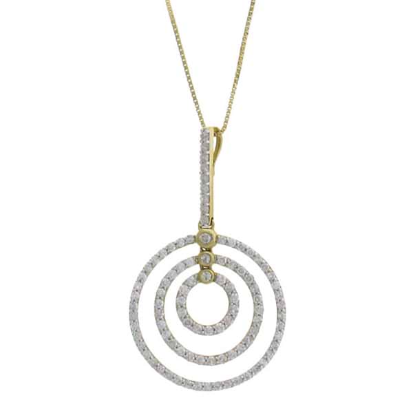 1.35ct 14k Two-tone Gold Diamond Multi-circle Pendant Necklace