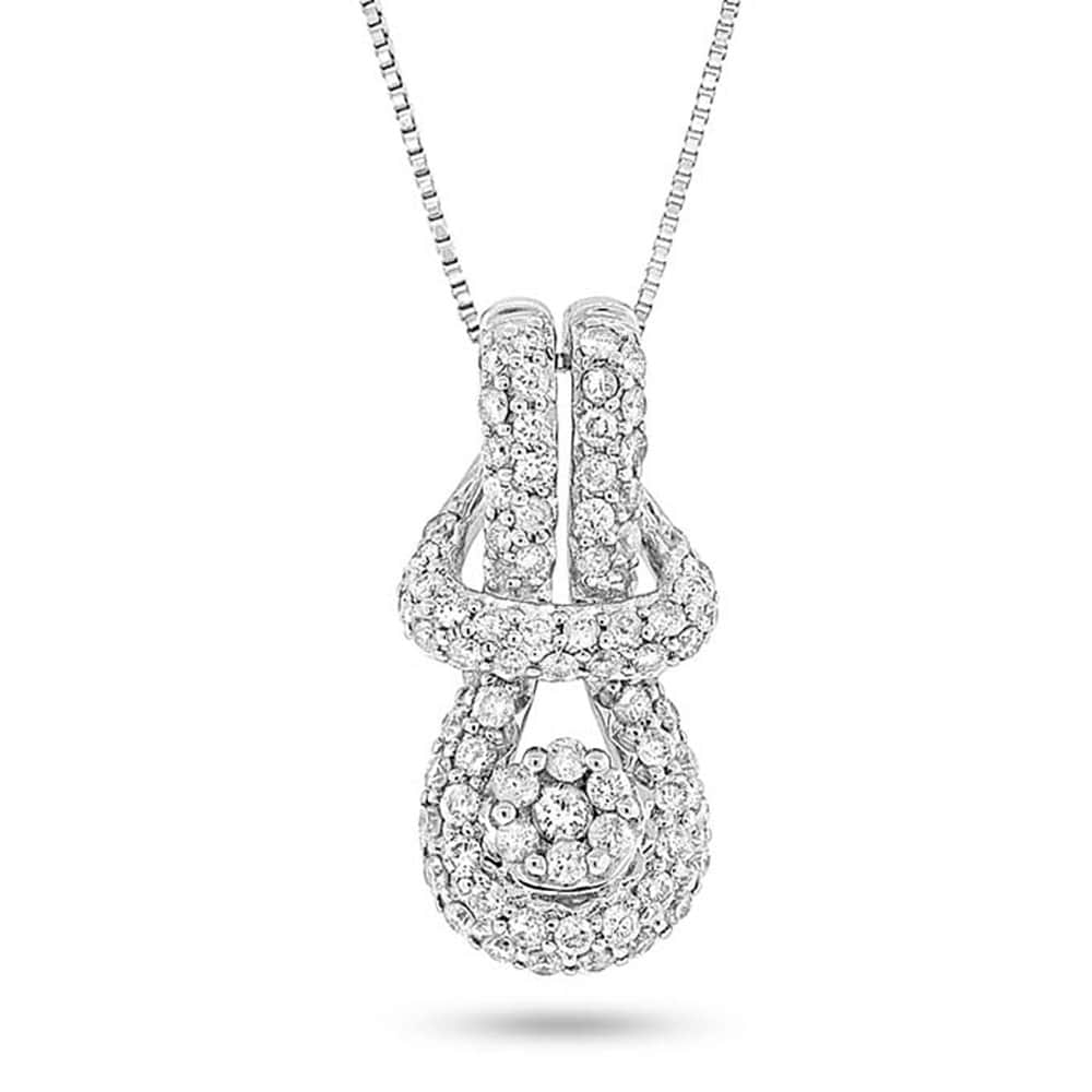 0.45ct 14k White Gold Diamond Knot Pendant Necklace