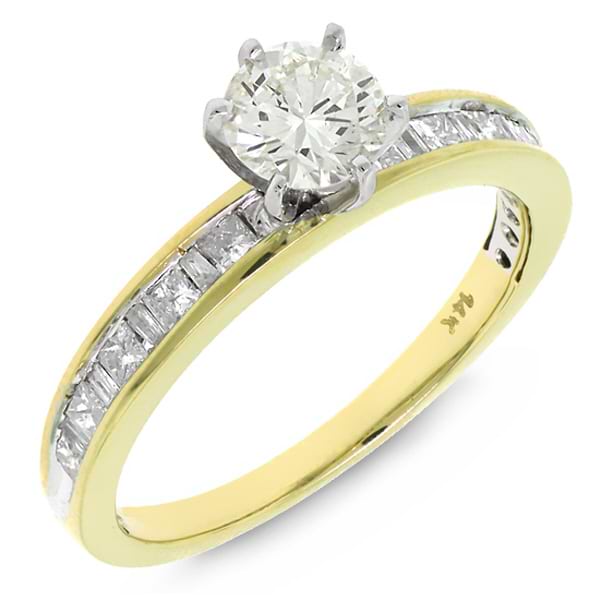 0.97ct 14k Yellow Gold Round Brilliant Diamond Engagement Ring