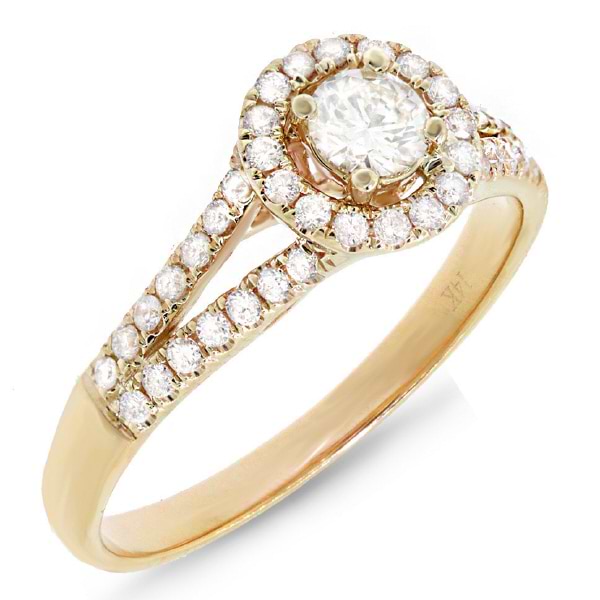 0.49ct 14k Yellow Gold Round Brilliant Diamond Engagement Ring