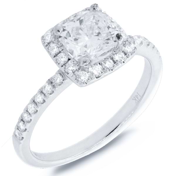 1.35ct 14k White Gold GIA Certified Radiant Cut Diamond Engagement Ring