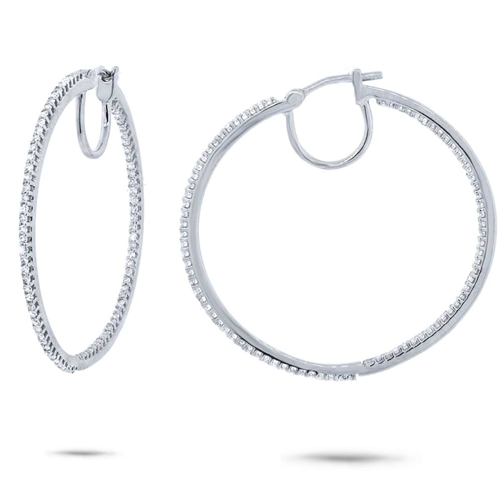 0.50ct 14k White Gold Diamond Hoop Earrings