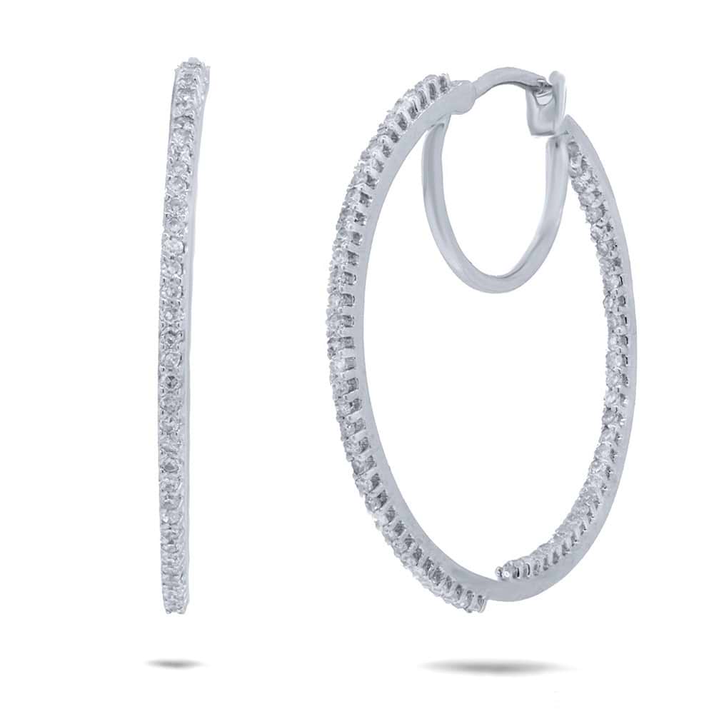 0.40ct 14k White Gold Diamond Hoop Earrings