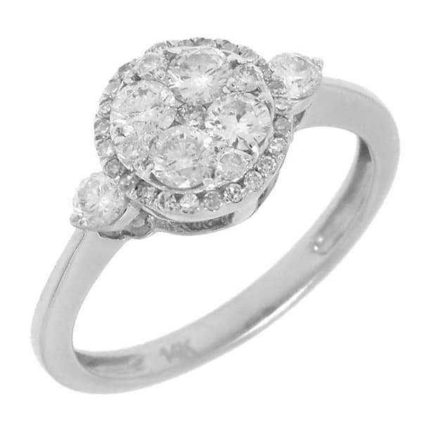 0.80ct 14k White Gold Diamond Round Invisible Lady's Ring