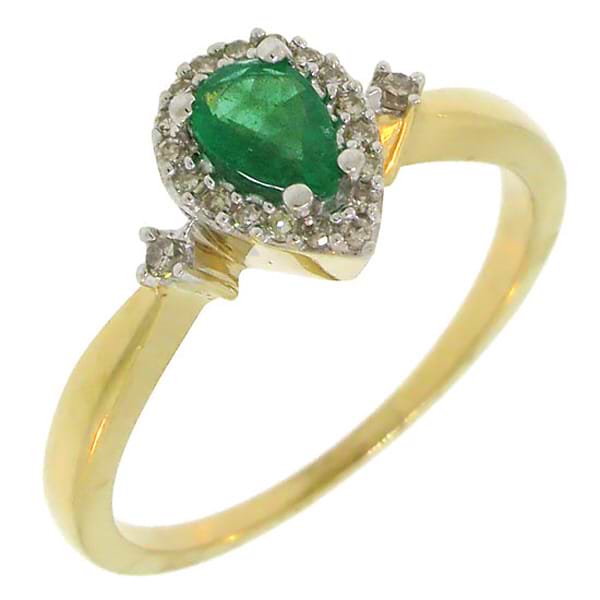 0.12ct Diamond & 0.36ct Emerald 14k Yellow Gold Ring