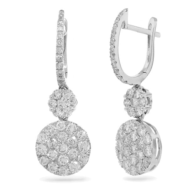 2.70ct 14k White Gold Diamond Cluster Earrings