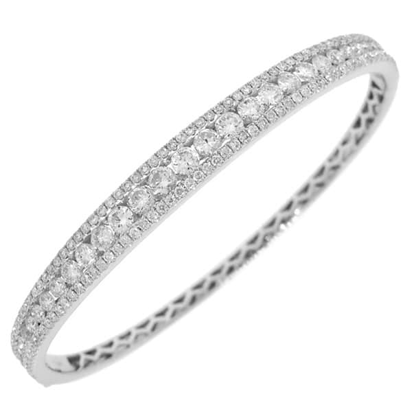 3.50ct 14k White Gold Diamond Bangle Bracelet