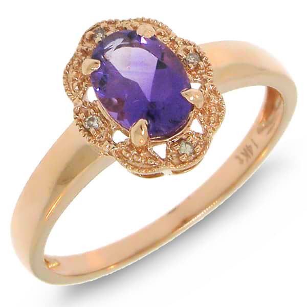 0.75ct Diamond & Amethyst 14k Rose Gold Ring