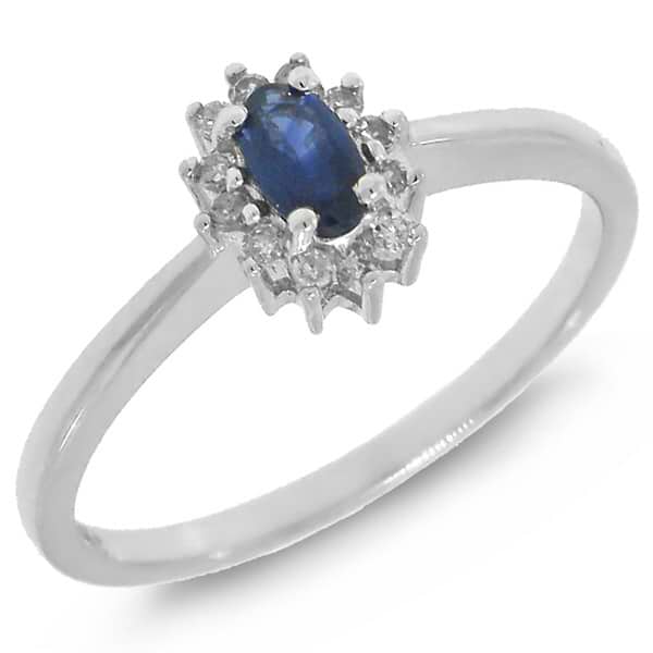 0.30ct Diamond & Diffused Blue Sapphire 14k White Gold Ring