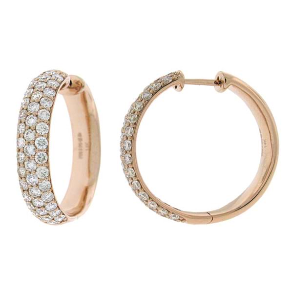 2.11ct 14k Rose Gold Diamond Hoop Earrings