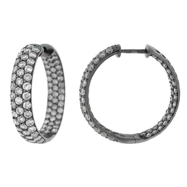 3.50ct 14k Black Rhodium Diamond Hoop Earrings