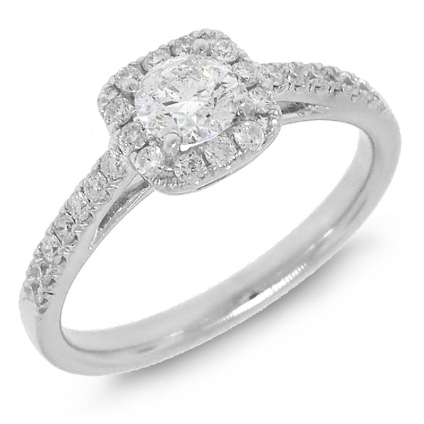 0.41ct Round Brilliant Center and 0.31ct Side 14k White Gold Diamond Engagement Ring