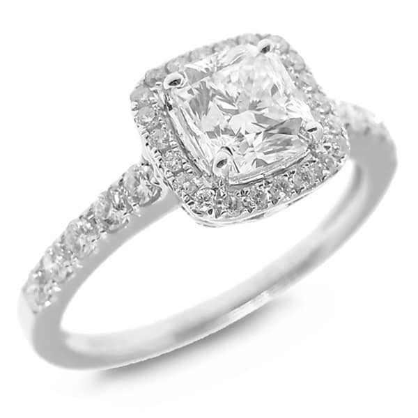 1.39ct 14k White Gold GIA Certified Radiant Cut Diamond Engagement Ring