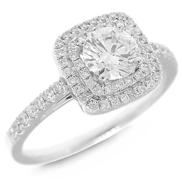 1.06ct 14k White Gold Round Brilliant Diamond Engagement Ring