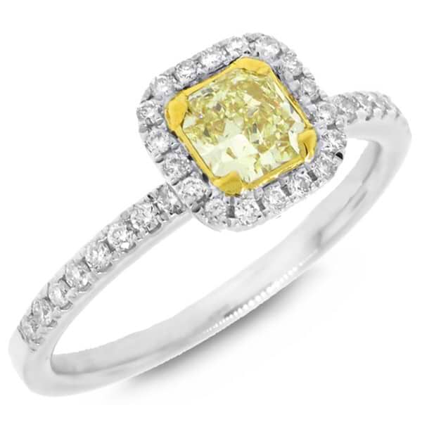 0.66ct 14k Two-tone Gold Radiant Cut Natural Fancy Yellow Diamond Ring