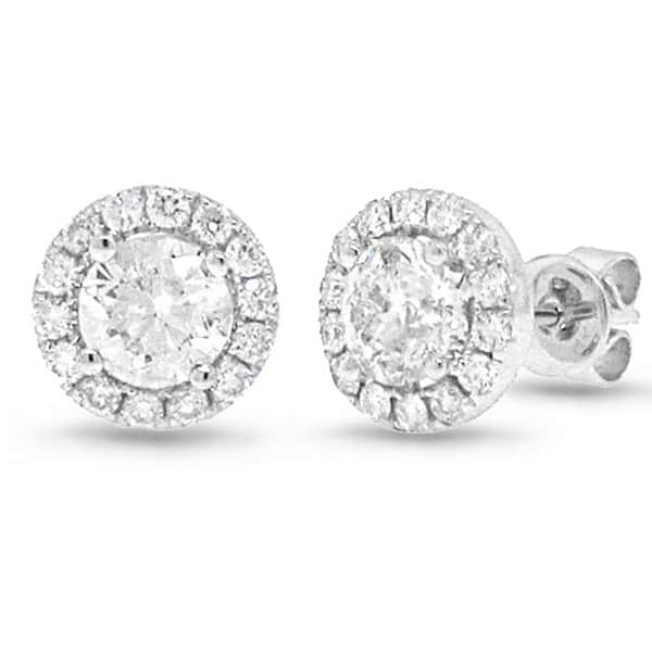 1.41ct Round Brilliant Center And 0.43ct Side 14k White Gold Diamond Stud Earrings
