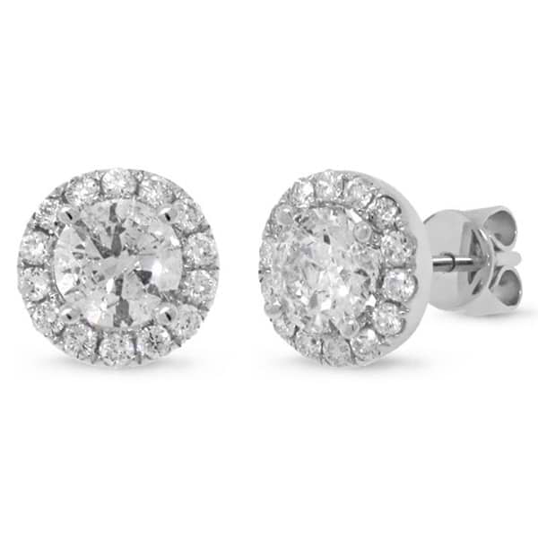 1.45ct Round Brilliant Center And 0.43ct Side 14k White Gold Diamond Stud Earrings