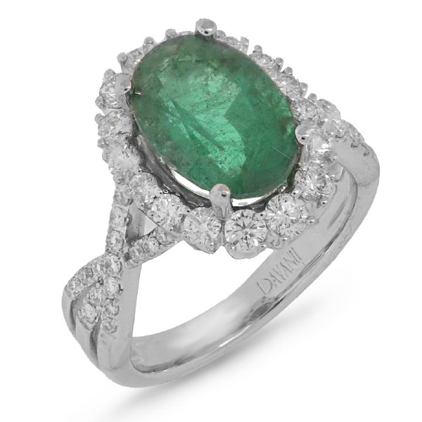 0.86ct Diamond & 3.45ct Emerald 18k White Gold Ring