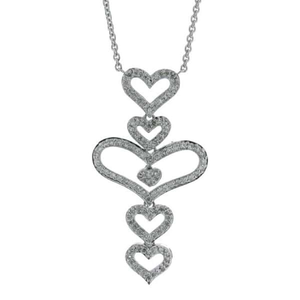0.75ct 14k White Gold Diamond Heart Necklace