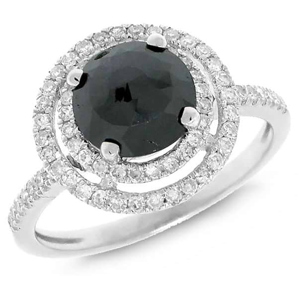 2.01ct 14k White Gold Round Brilliant Black Diamond Ring