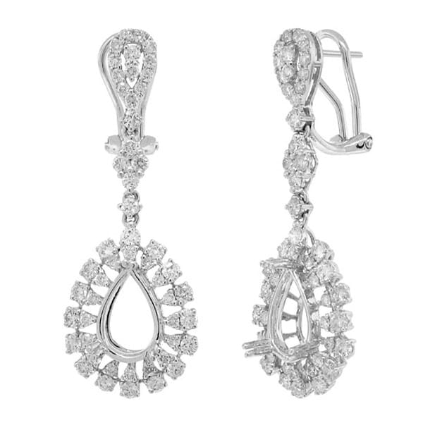 2.27ct 18k White Gold Diamond Semi-mount Earrings