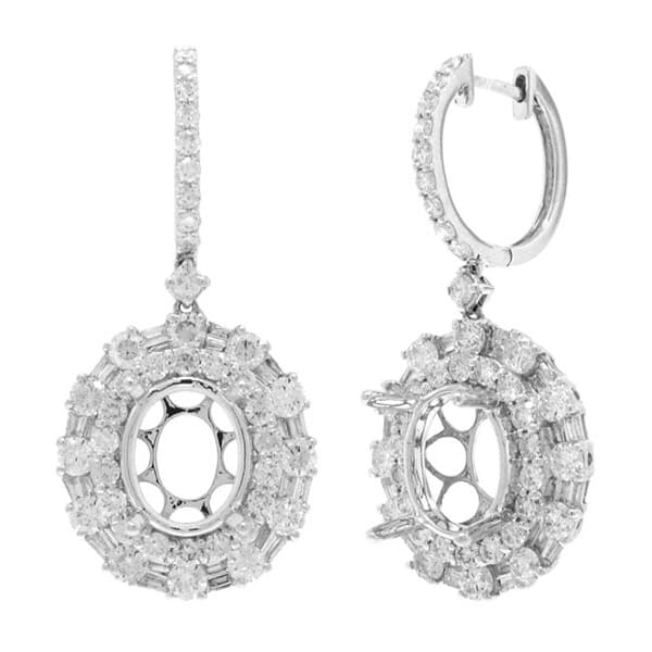 4.16ct 18k White Gold Diamond Semi-mount Earrings