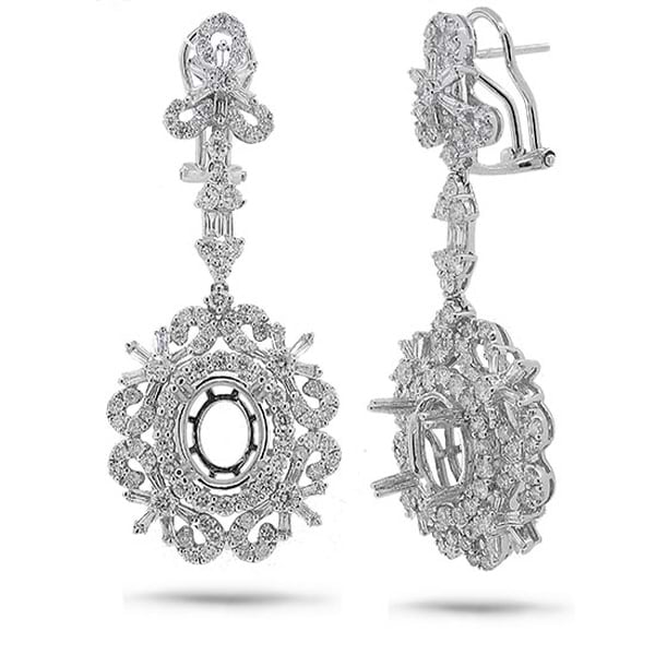 3.89ct 18k White Gold Diamond Semi-mount Earrings
