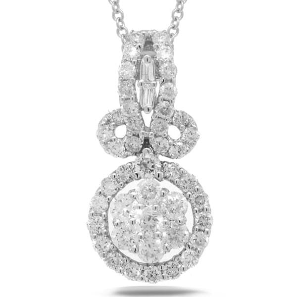 0.89ct 18k White Gold Diamond Pendant Necklace