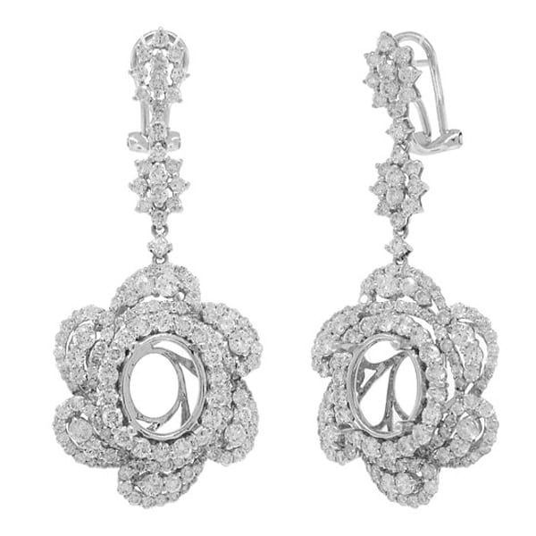 5.48ct 18k White Gold Diamond Semi-mount Earrings