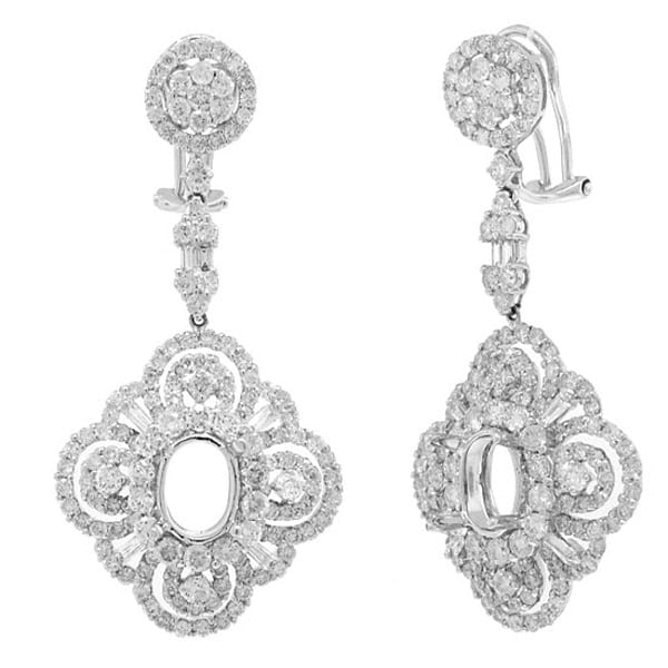 4.72ct 18k White Gold Diamond Semi-mount Earrings
