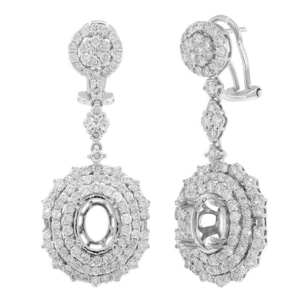 3.14ct 18k White Gold Diamond Semi-mount Earrings