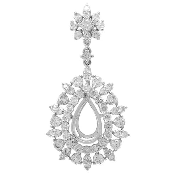 1.92ct 18k White Gold Diamond Semi-mount Pendant Necklace