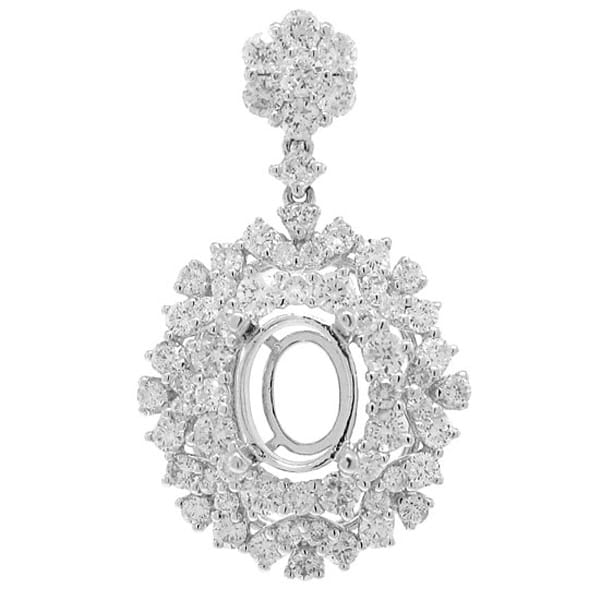 1.66ct 18k White Gold Diamond Semi-mount Pendant Necklace
